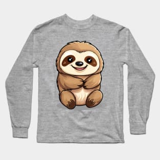 Cartoon Cute Kawaii Adorable Sloth Long Sleeve T-Shirt